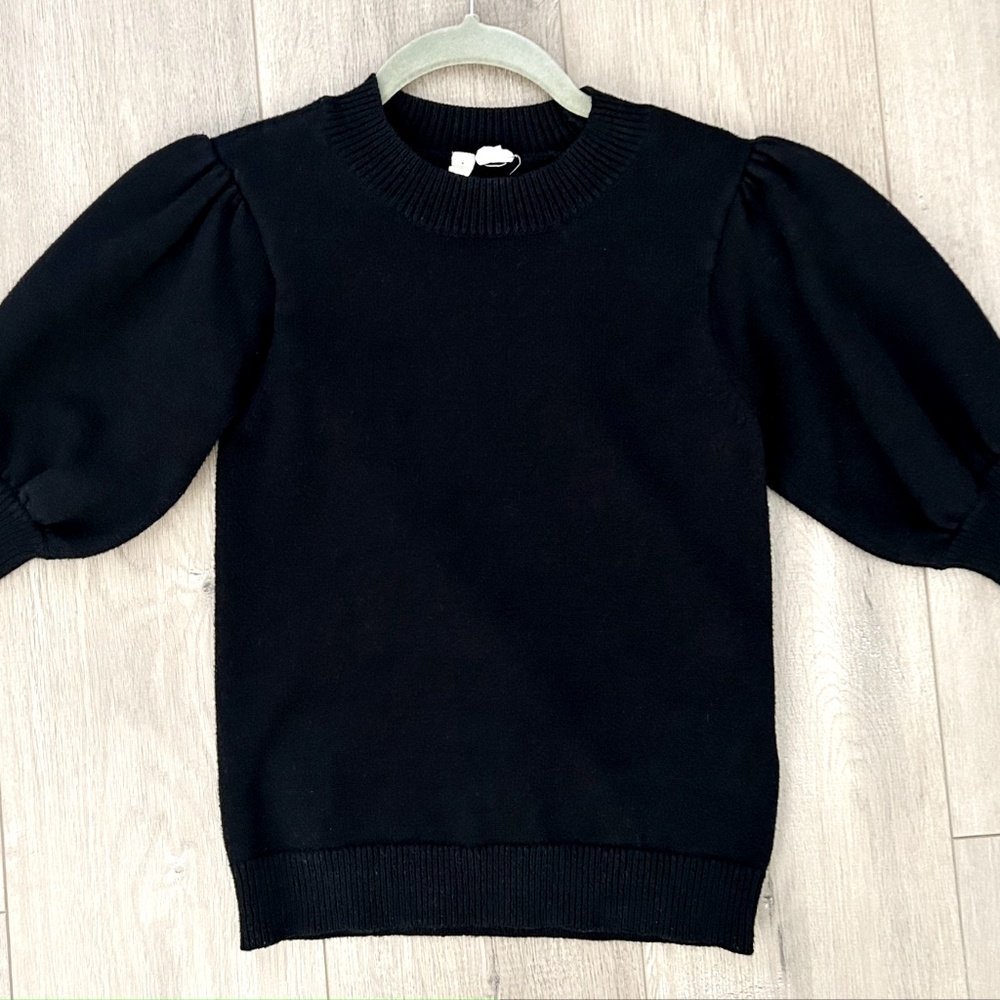 Anthropologie Women’s Black Puff sleeve Sweater Short Sleeve XS